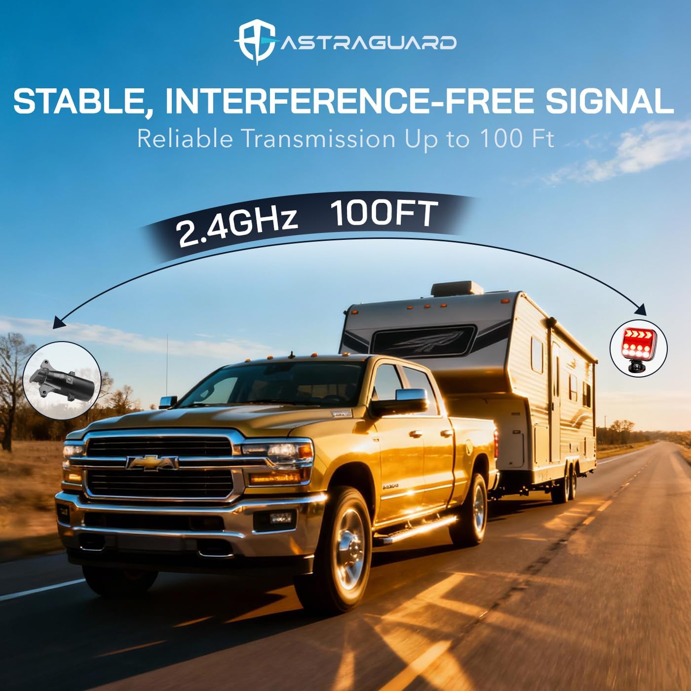 Wireless Trailer Lights, Magnetic Tow Lights, Rechargeable LED Wireless Trailer Light Kit for Truck, Boat, RV, Campers and Utility Trailers, IP67 Waterproof (Black)