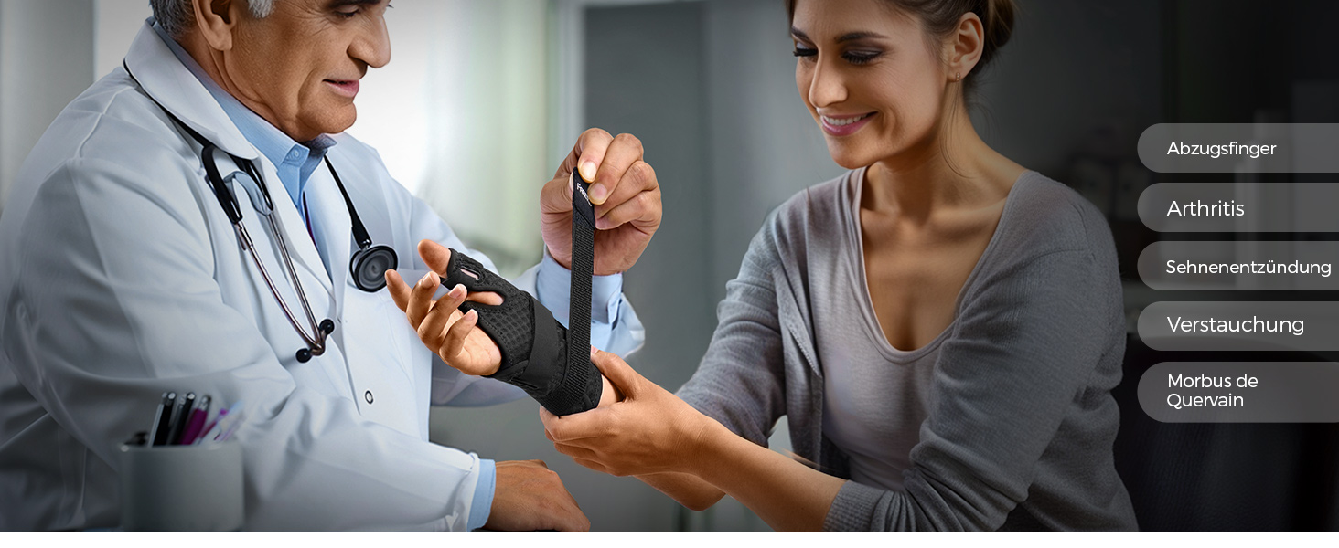 TECHMUR Daumenbandage Blau - Ergonomische Schiene Bei Arthrose & Sehnenscheidenentzündung