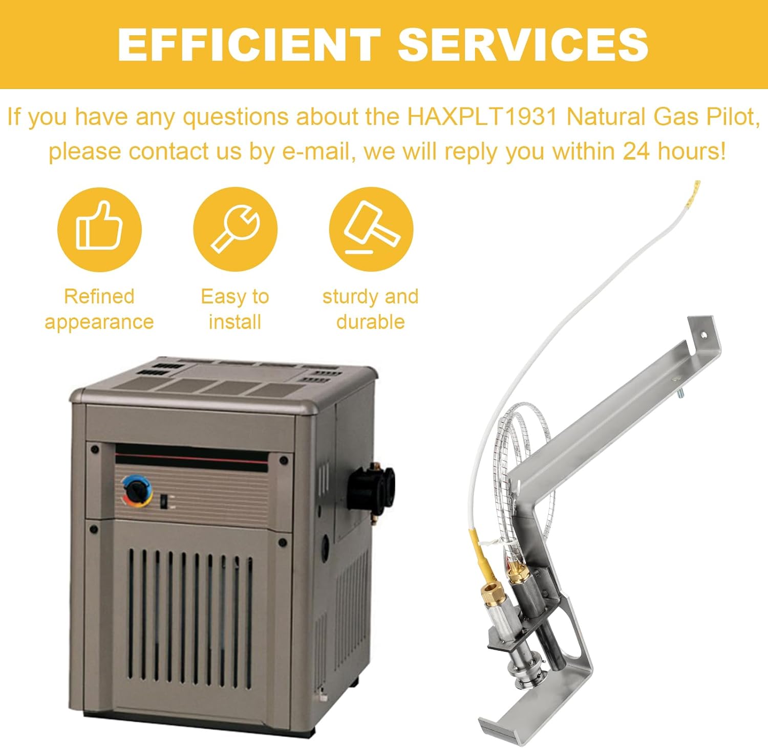 HAXPLT1931 Natural Gas Pilot for Hayward H-Series Ed1 Style Pool Heater - Includes Pilot Assembly, Pilot Tube & Fittings and Thermopile