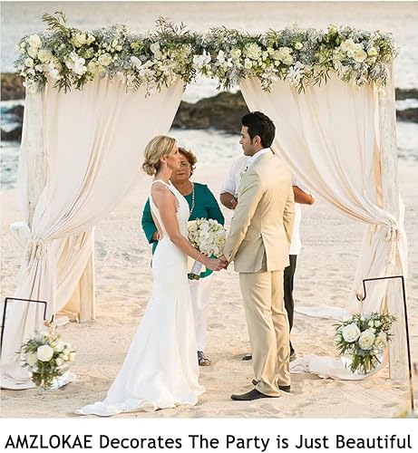 Miniatura 6 de AMZLOKAE Elegantes cortinas de arco de boda de gasa marfil de 18 pies  2 paneles  6 yardas de tela transparente para bodas, fiestas, decoraciones de