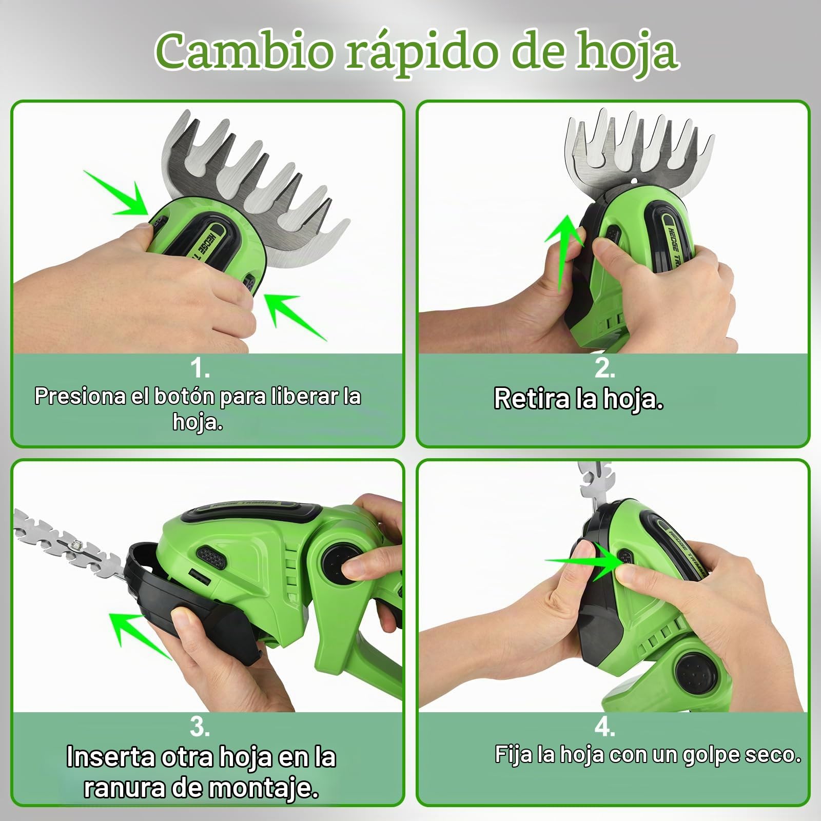 Cortasetos a Batería 2 en 1, Cortasetos de Jardín, Cortasetos Telescópico Eléctrico con 2x1500 mAh Batería, Cortasetos de Jardín Eléctrico