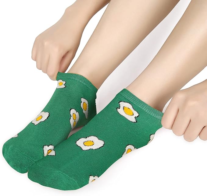Calcetines Tobilleros Mujer Algodón Multicolor Patrón Divertido miniatura 6