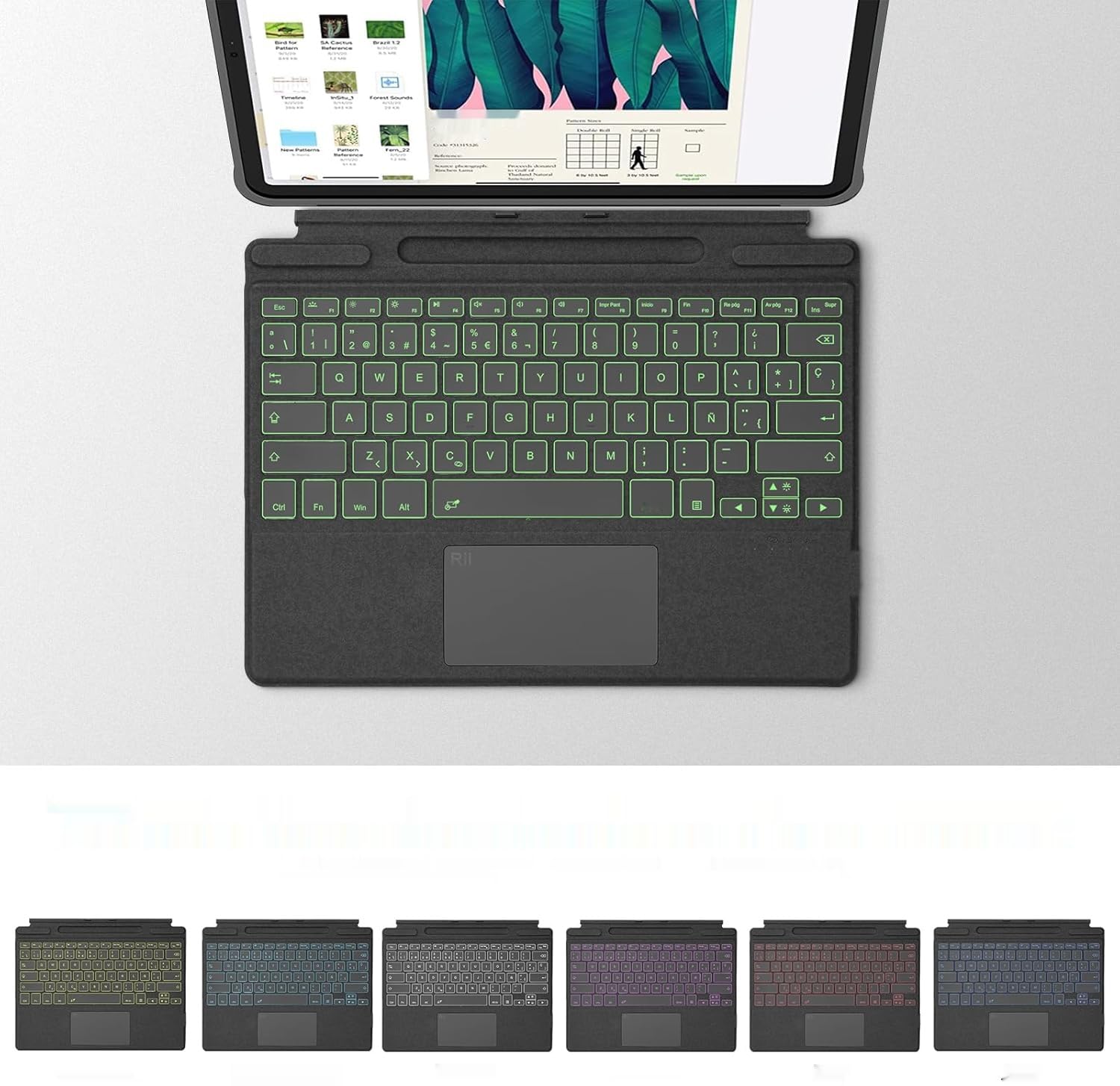 Rii SF108 Teclado Inalámbrico Bluetooth Magnétic para Microsoft Surface Pro Signature Teclado, Layout Español (Surface Pro 8/9/X)