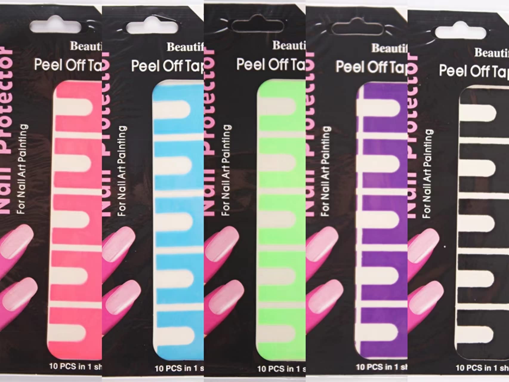 COOLBABY 50pcs in 5 Sheet U-shape Spill-proof Anti-overflow Nail Polish Paint Varnish Peel Off Tape Finger Cover Nail Protector Stickers