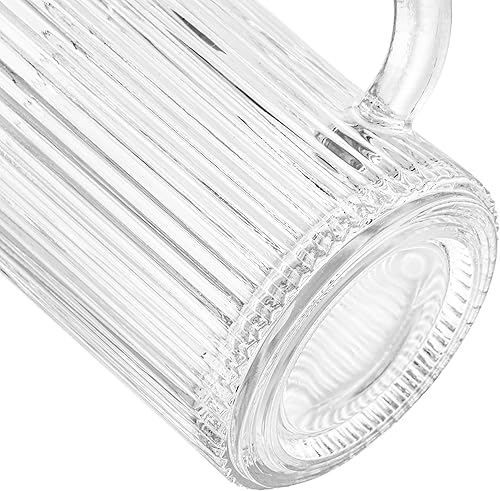 Miniatura 9 de Noamus Paquete de 2 tazas de café con tapa de vidrio, taza de té de rayas verticales clásicas transparentes de 13 onzas, juego de cristalería