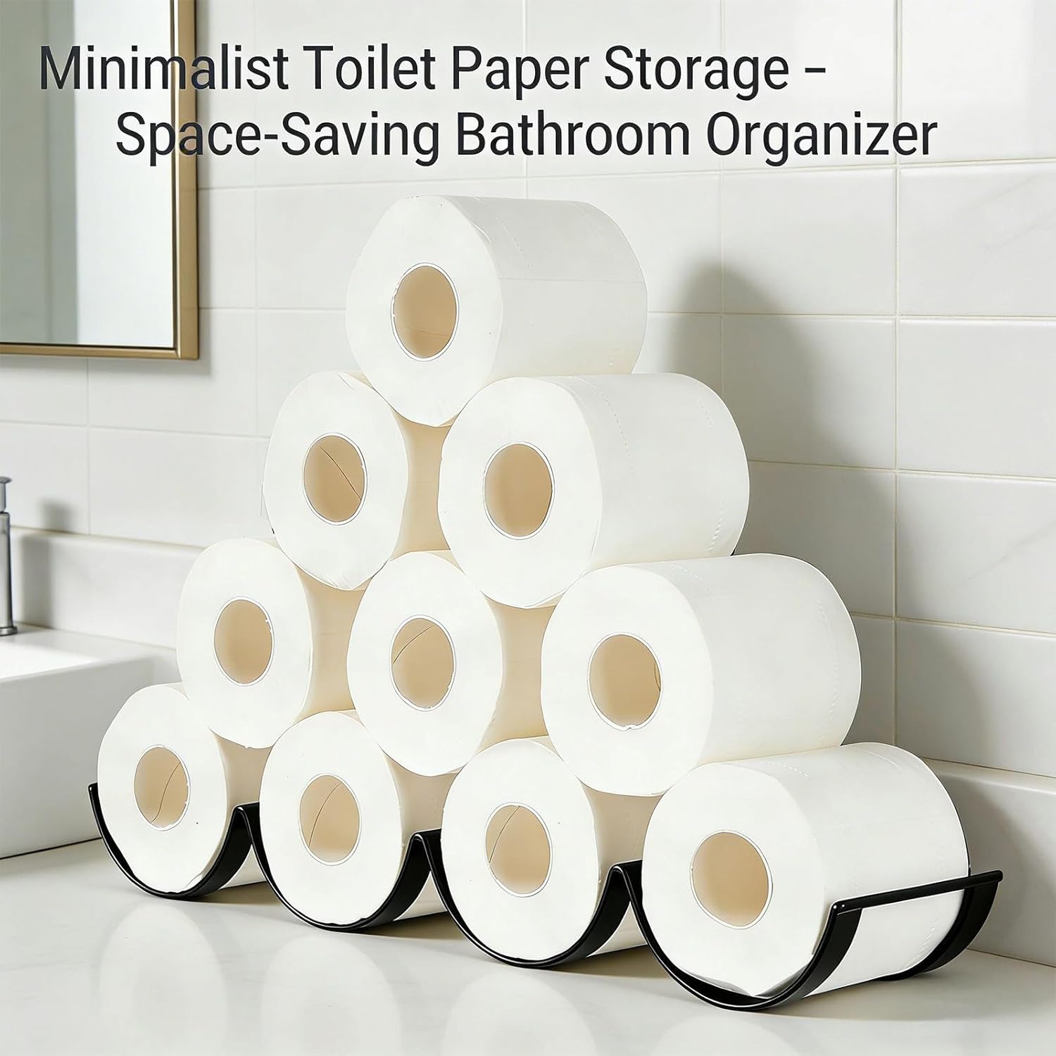 Wall Toilet Paper Holder for Extra 10 Rolls, Iron Wall Mount Toilet Roll Holder, Cloud Floating Toilet Paper Storage Rack, Metal Paper Roll Towel Holder Bathroom Decor Tissue Holder Shelf（Black）