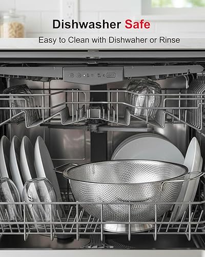 Miniatura 6 de Colador de 5 cuartos de galón para cocina, colador de acero inoxidable con base, colador de pasta con asa, colador de alimentos para espaguetis,