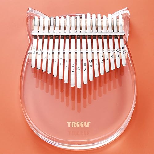 TREELF Kalimba - Piano de pulgar acrílico de 21 teclas, con teclado transparente, para niños y adultos principiantes (TF-21C)