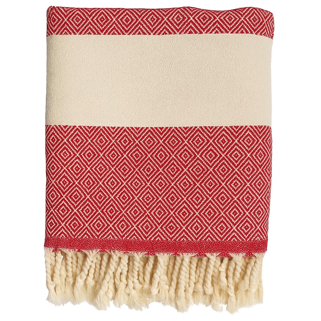 MEBY 2er Set Saunatuch XXL 90x180 cm 100% Baumwolle, Strandtuch, Türkisches Handtuch, Hamamtuch, Yogatuch, Picknickdecke, Reisetuch, Badetuch (Rot & Blau)
