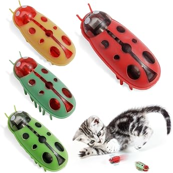 Pack of 4 Mini Beetle Electric Insect Cat Interactive Cat Toy Cat Toy Beetle Automatic Mini Electric Ladybird Funny Pet Interactive Toy
