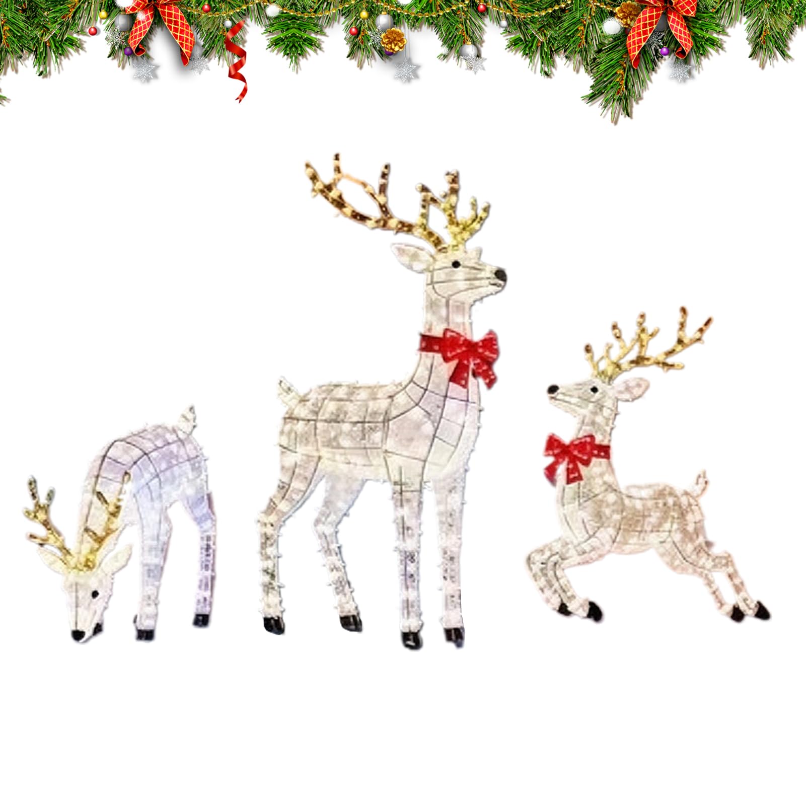 Renne qui s'illumine 3 pièces LED festif cadeau idéal pour maison et amis