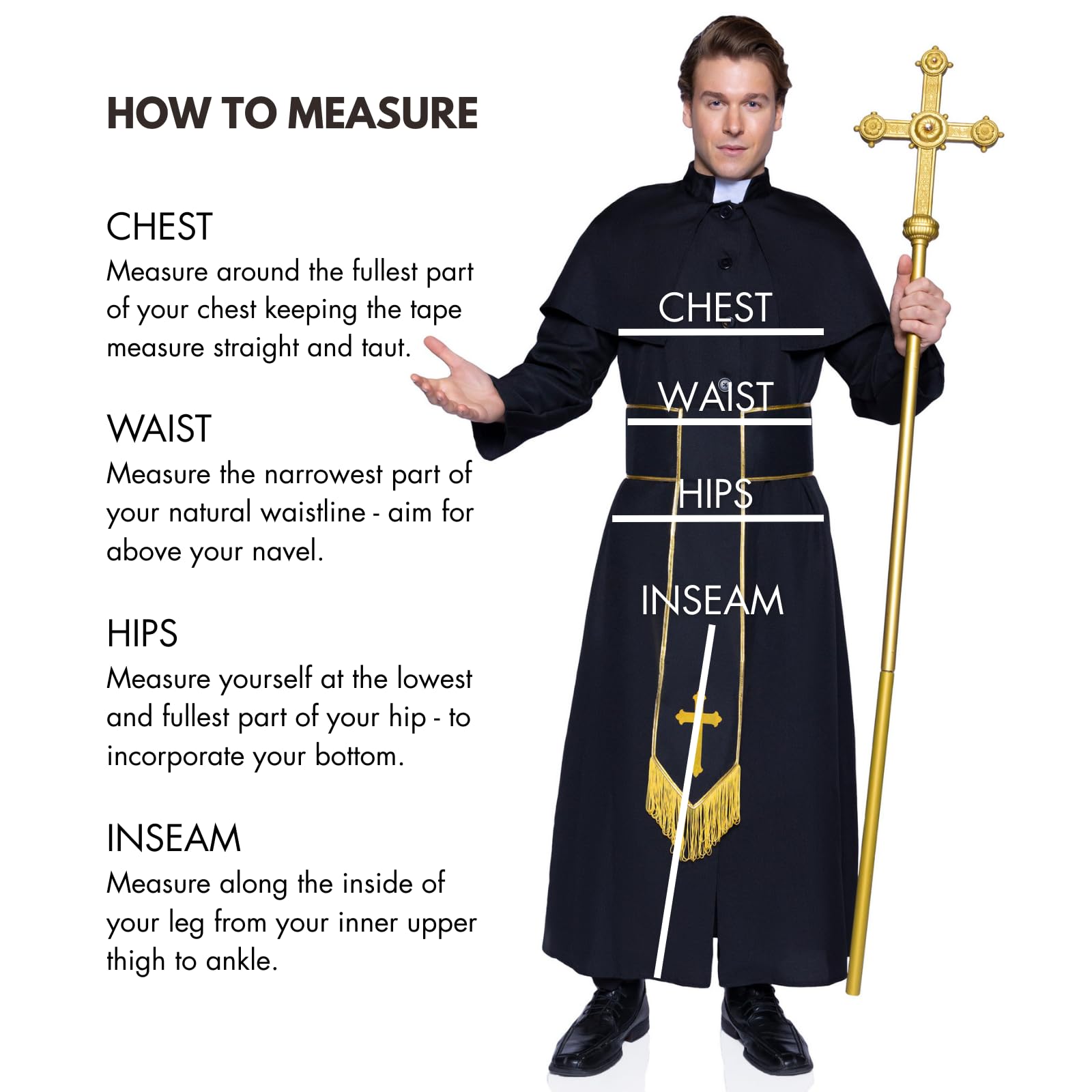 Leg Avenue Mens 2 Pc Priest Costume with Robe Belt product thumbnail 7