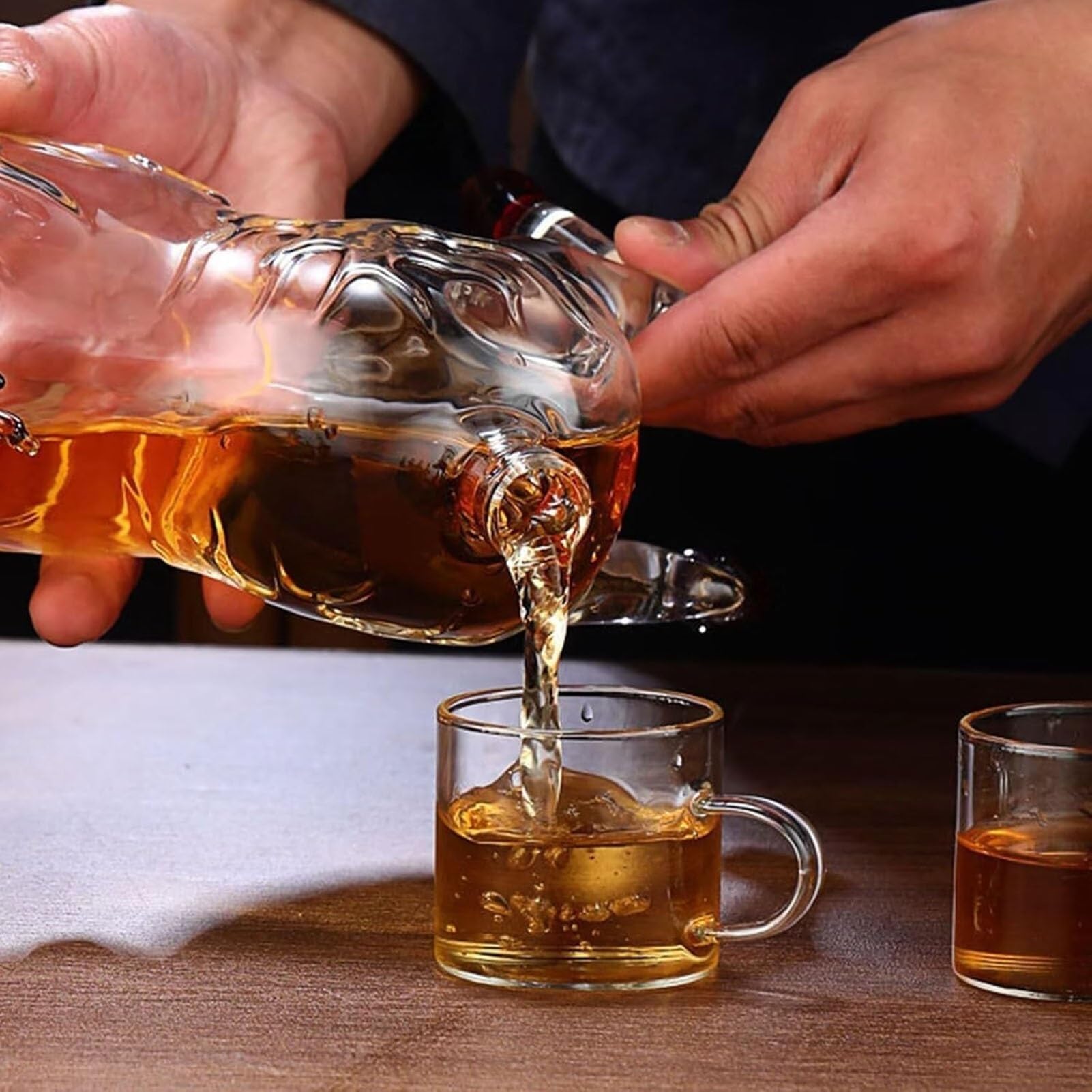 1000ML Decantador Whisky Arte Escultura - Escultura De Decantador De Whisky Con Forma De Rinoceronte En 3D, Botellas De Vino De Vidrio Novedosas, Regalo Para Hombres, Recipientes Para Vino