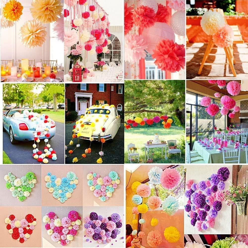 Paper Flower Pom Poms for Party Wedding Decoration Festival Birthday Baby Shower Christmas Garden Party Decoration,(Gray,30 cm)