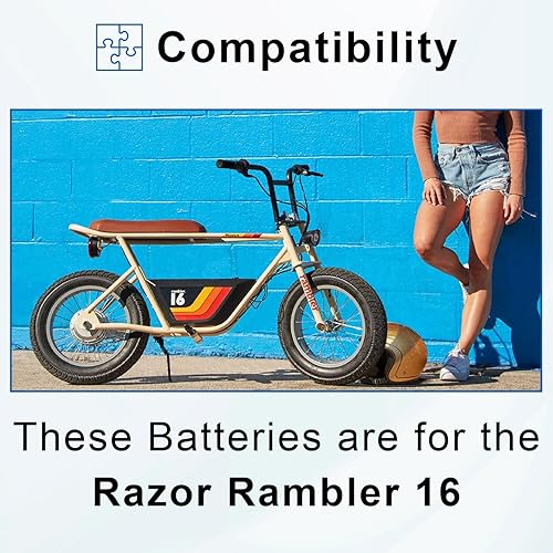 Miniatura 2 de AlveyTech Paquete de baterías selladas de plomo ácido de 36 voltios para Razor Rambler 16 (9 Ah con arnés), baterías recargables de ciclo profundo