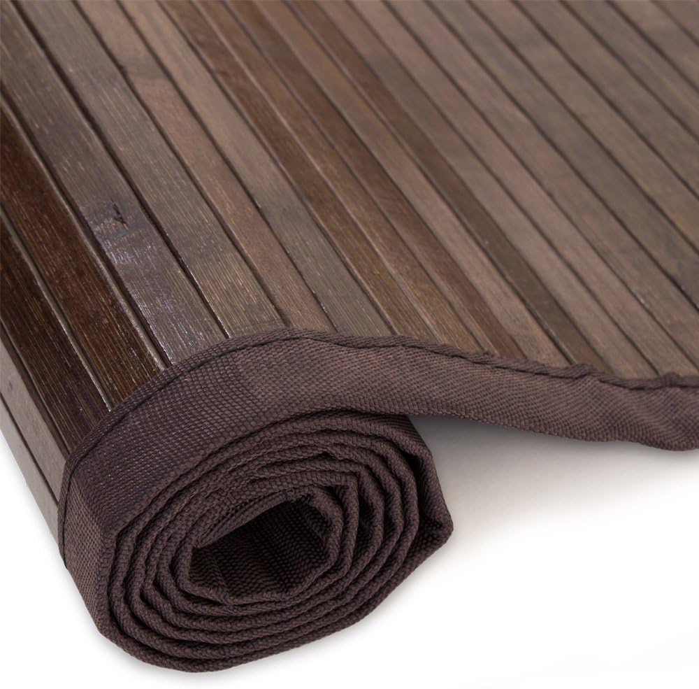 Homestyle4u Mat Rug Carpet Bamboo, Dark Brown, Single