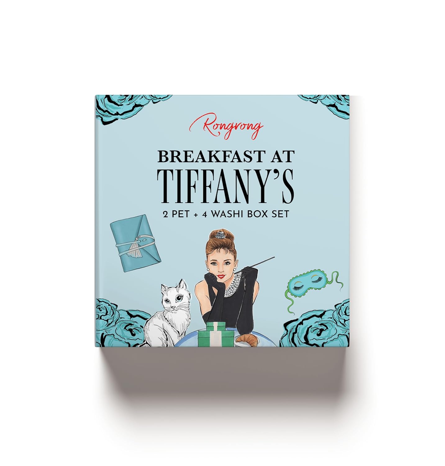 Rongrong Breakfast at Tiffany’s PET + Washi Tape Box – Luxe Fashion-Inspired Stationery Set with Foil Accents – 6 Rolls for Planners, Journals, Scrapbooking, Hobonichi & Crafts (This is My Year PET)