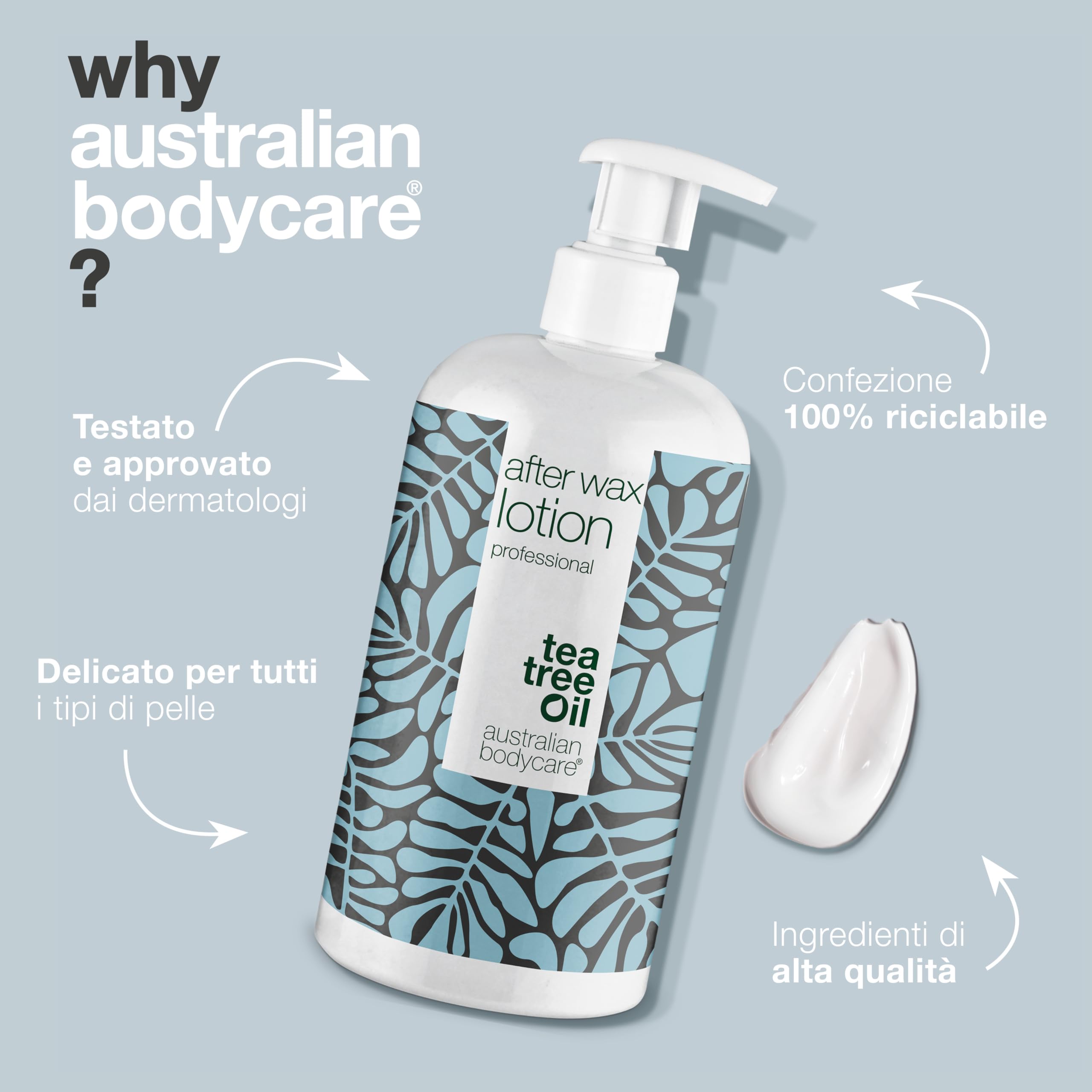 Lotion Professionale Dopo Ceretta (500 ml) | Da utilizzare dopo la ceretta, ceretta bikini o ceretta brasiliana | Riduce al minimo la comparsa di peli incarniti, brufoletti rossi e pelle irritata
