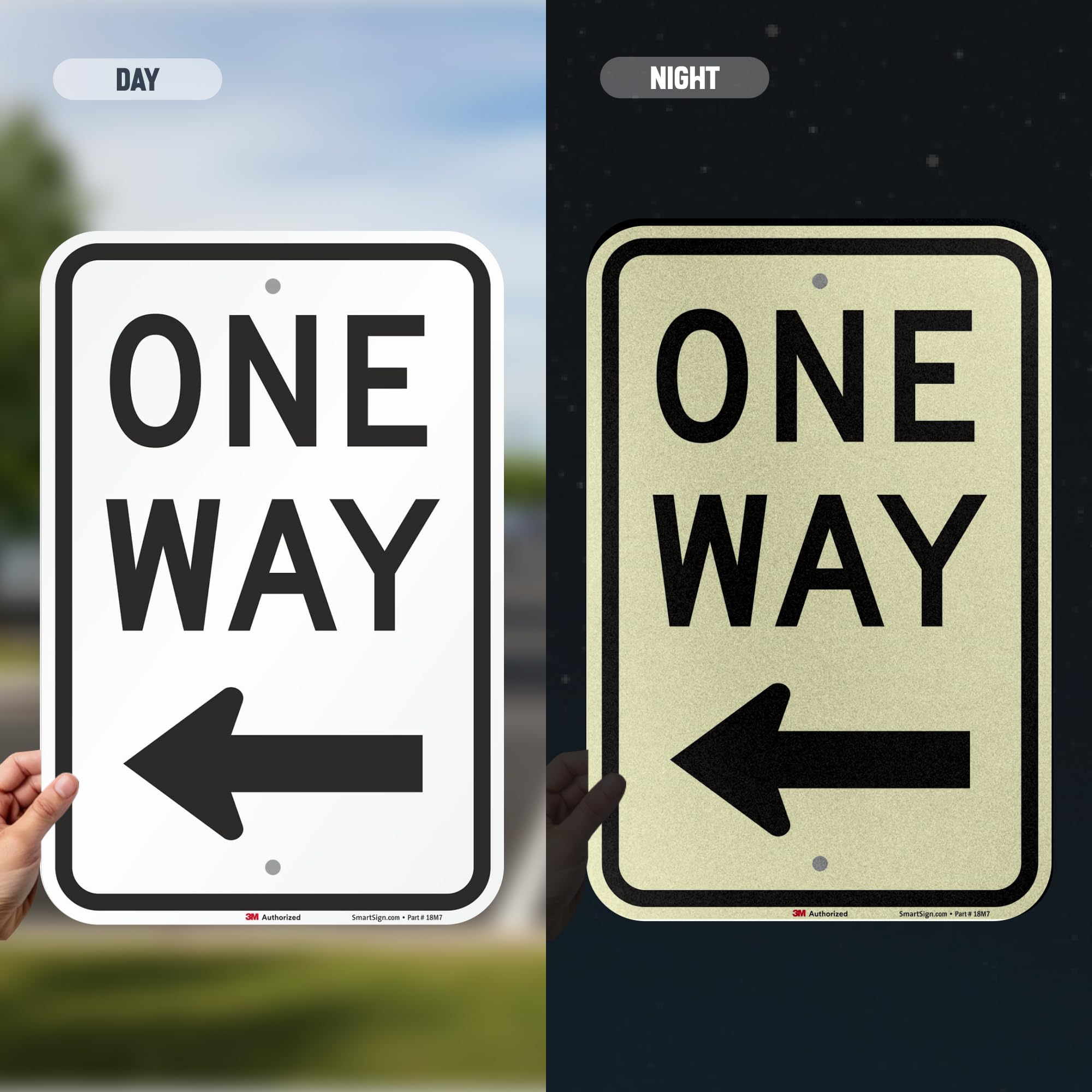 Amazon.com: One Way Sign, One Way Sign with Left Arrow 18x12 3M