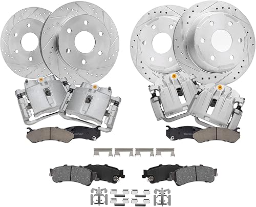 Miniatura 24 de Detroit Axle - Kit de freno delantero para Ford Explorer Mercury Mountaineer 2002-2005 Bujes de rodamiento de rueda perforados y ranurados rotores