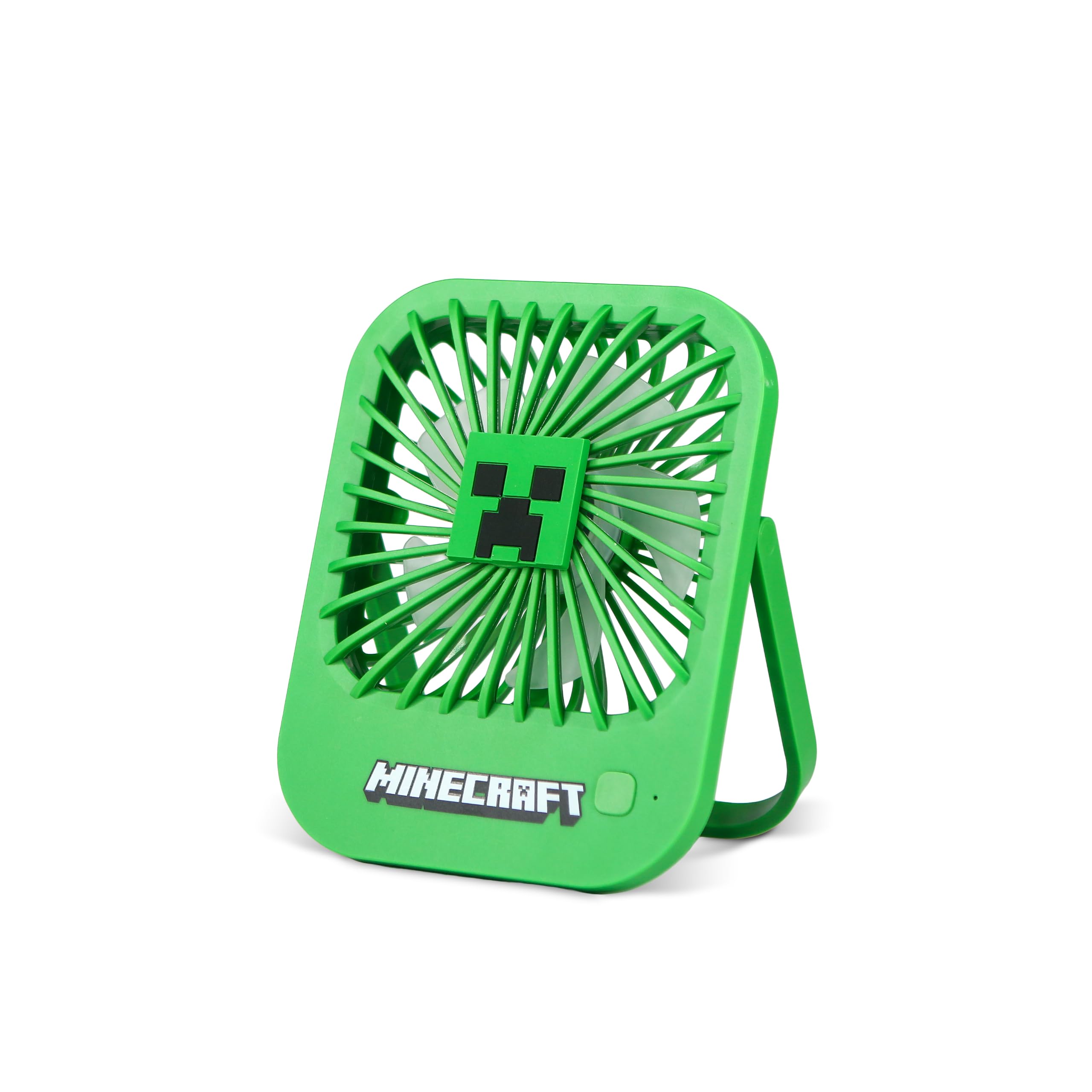 OTL Technologies Minecraft Portable Desk Fan, USB Rechargeable, Green