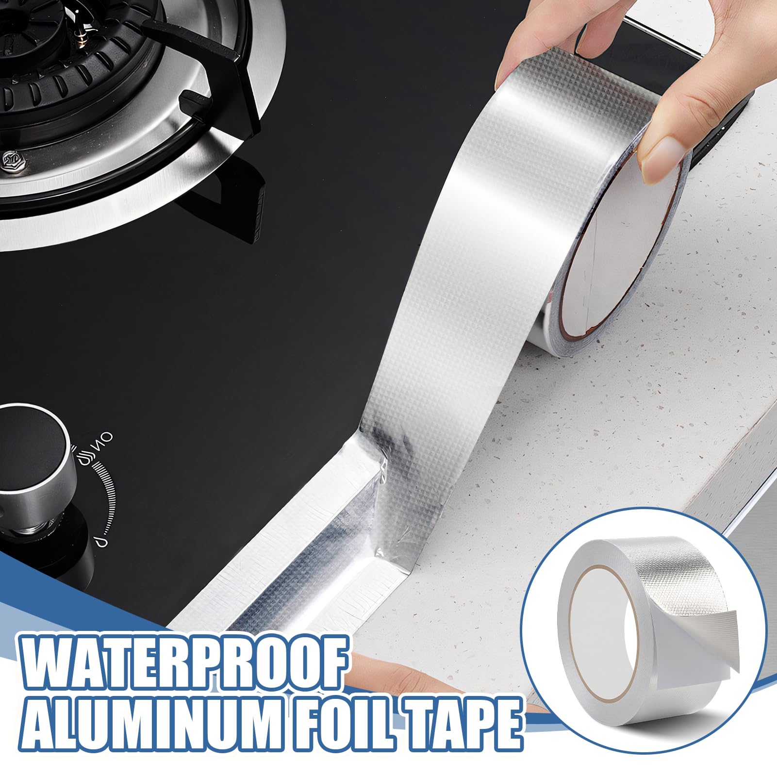Cinta adhesiva de aluminio de 50 mm x 20 m para altas temperaturas, cinta de sellado metálica de aluminio, aislante y barrera de vapor para lavavajillas, encimeras y canalones