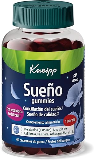 Kneipp Sueño con Probiótico Gummies, con Melatonina, Pasiflora, Amapola de California y Vitamina B6, Ayuda a Dormir y a Tener un Sueño de Calidad, 60 Gominolas