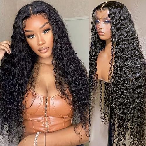 Miniatura 1 de Isarella Peluca húmeda y ondulada de cabello humano ondulado con encaje frontal transparente de 13 x 4, densidad del 180 %, peluca de cabello humano