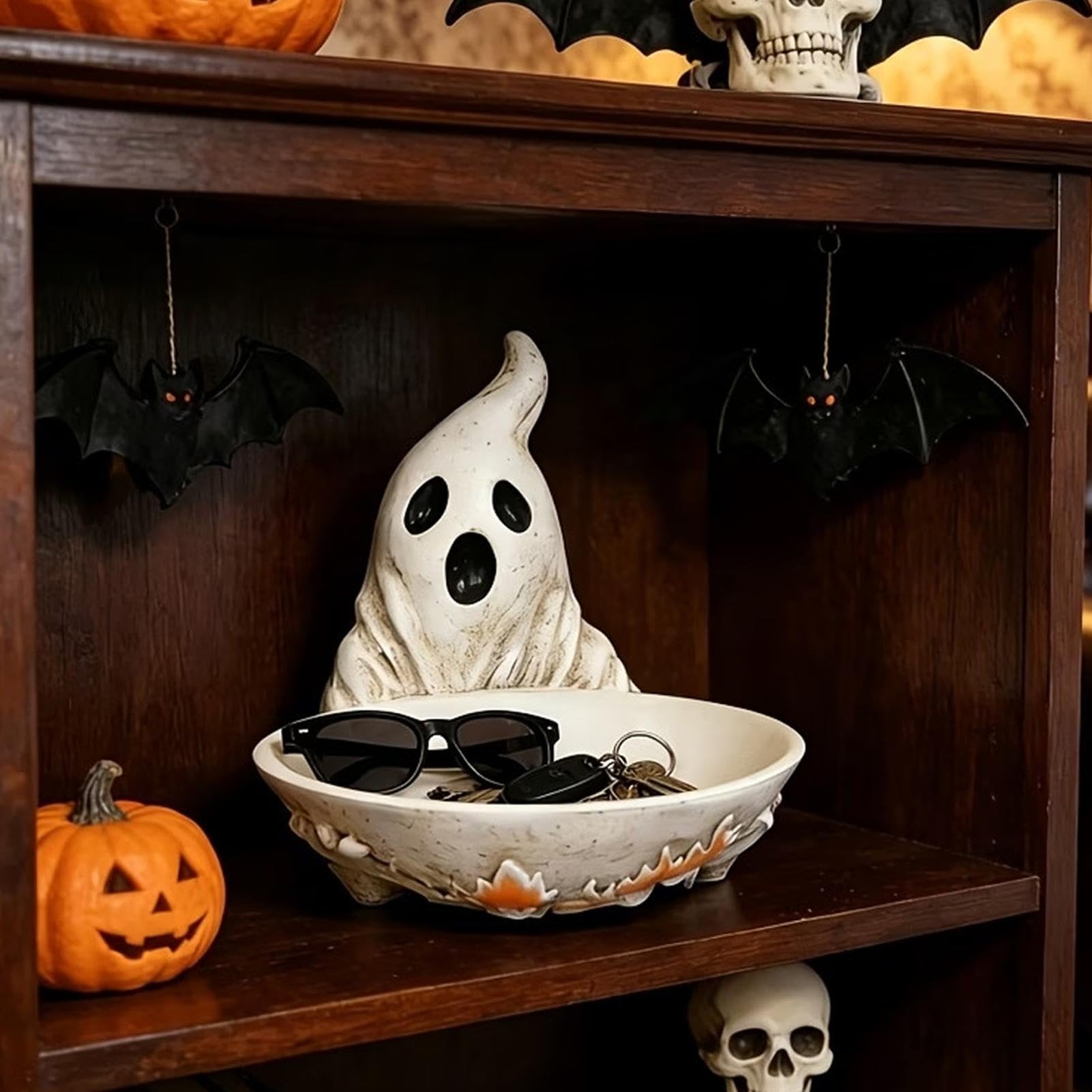 Halloween Ghost Candy Bowl Resina Ghost-Shaped Decorative Bowl