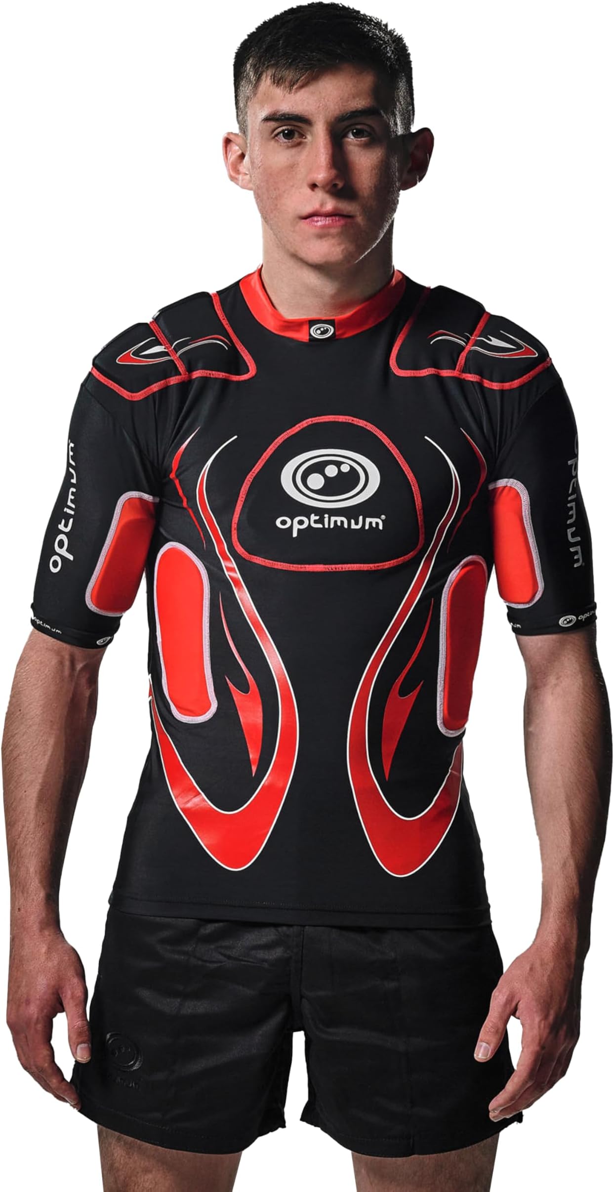 Optimum Inferno Rugby Shoulder Pads – Rugby Approved Protective Top for Adults & Kids, Lightweight EVA Padding, Unisex Fit, Breathable Lycra Construction