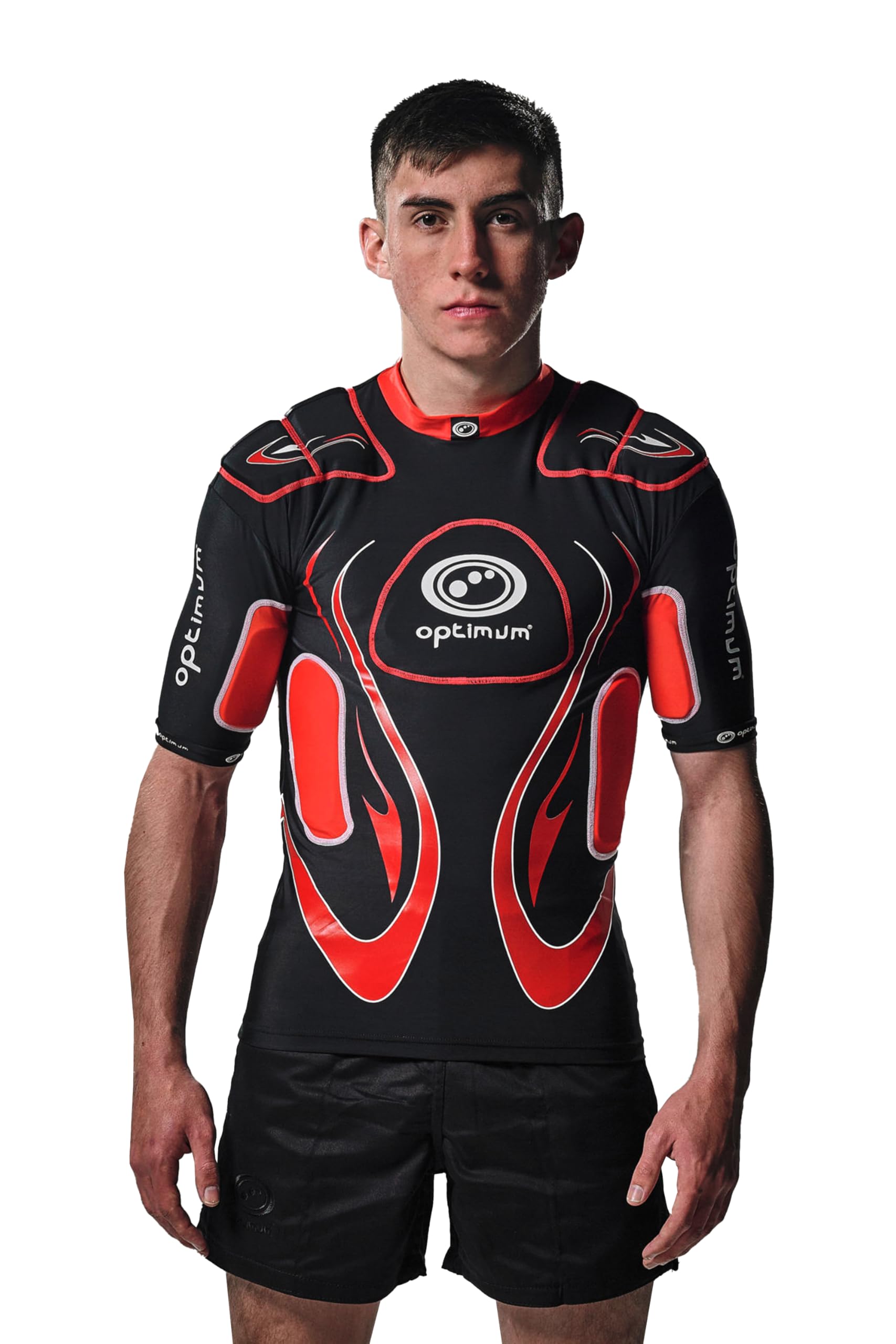 Optimum Inferno Rugby Shoulder Pads – Rugby Approved Protective Top for Adults & Kids, Lightweight EVA Padding, Unisex Fit, Breathable Lycra Construction