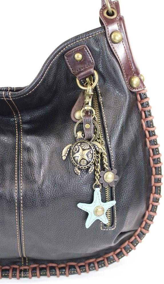 CHALA Crossbody Handbag, Hobo Style, Casual, Soft, Large Bag Shoulder or Crossbody - Black (Metal Turtle)