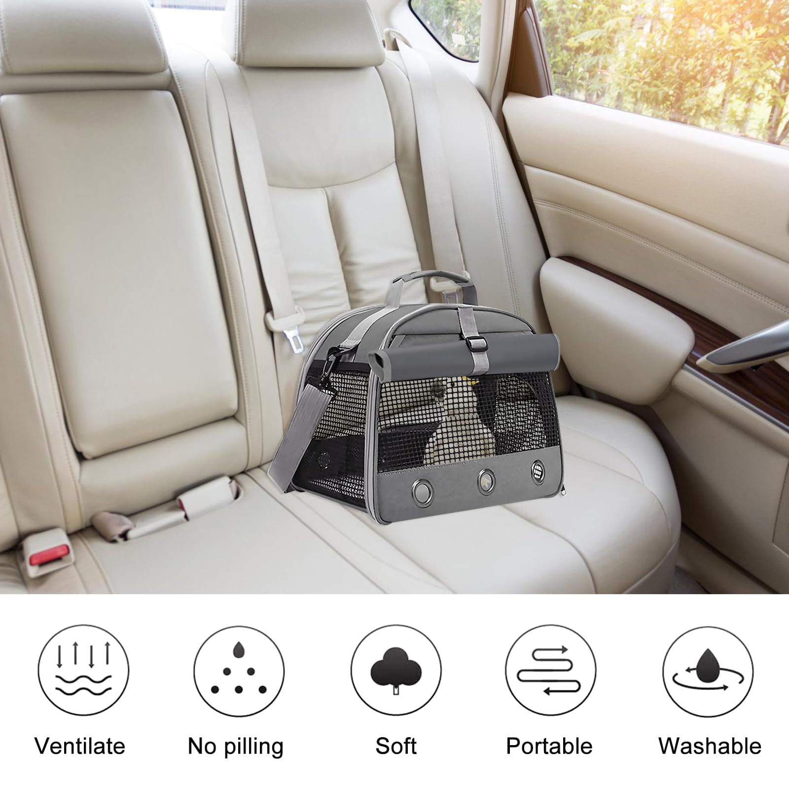 Sac De Transport pour Petits Animaux,35x25x23CM Sac De Voyage pour Animal Domestique,Sac De Transport pour Cochon d'Inde pour Lapins,Hamsters,Hérissons,Cochons d'Inde,Petits Animaux Domestiques,Gris