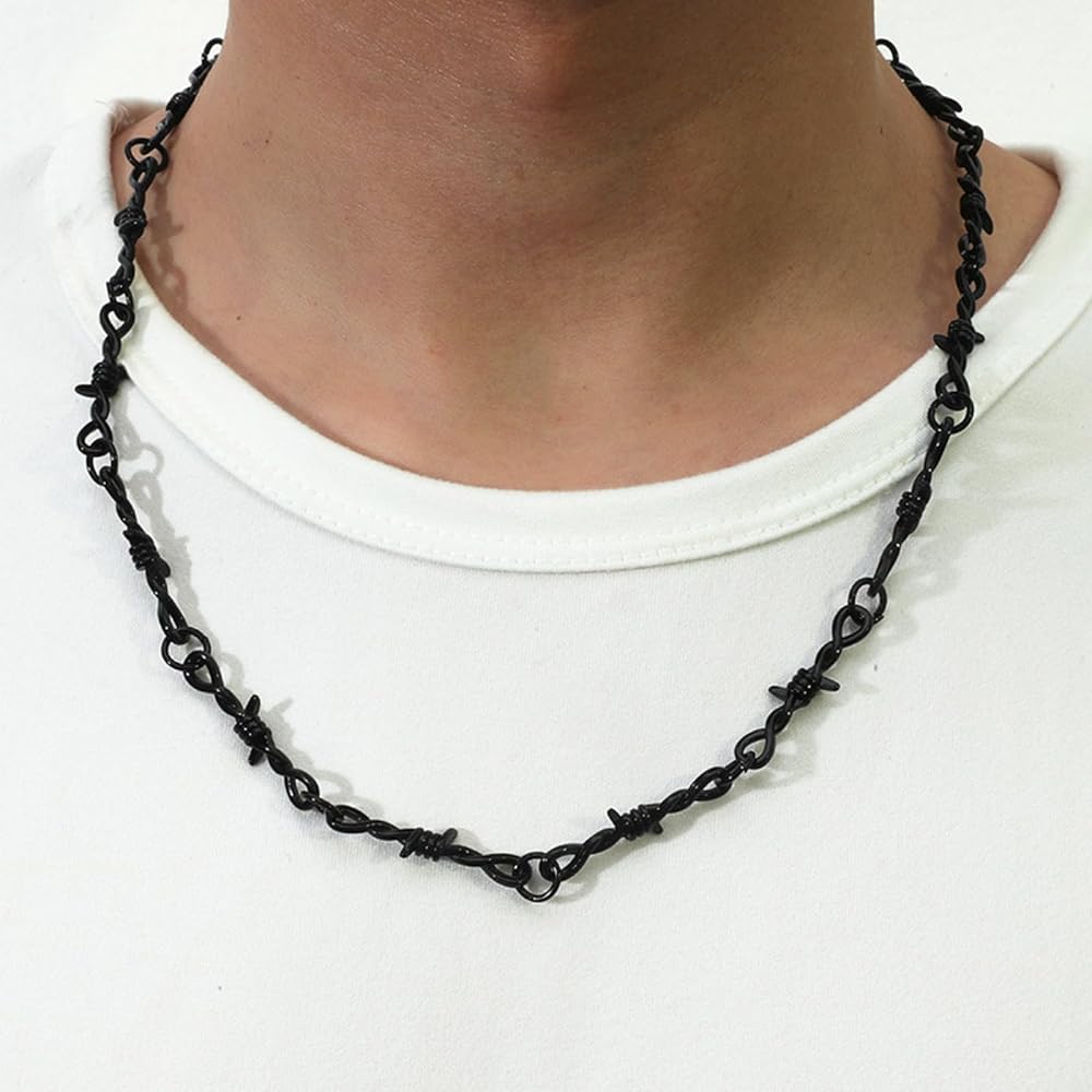 アクセサリー LAD MUSICIAN BARBED WIRE NECKLACE BLACK Amazon.com: PJWONG Punk Black Barbed Wire Chain Necklace for