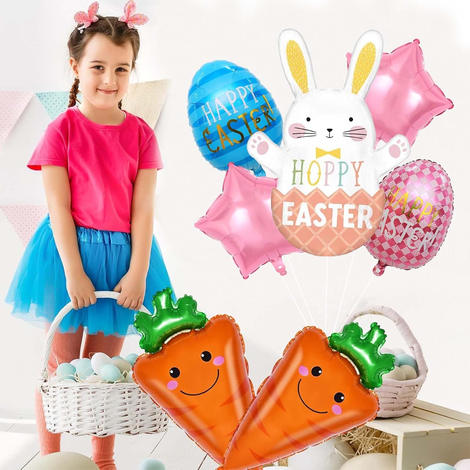 Happy Easter Balloons Easter Bunny Balloon Easter Egg Balloons for Easter Party Decorations Easter Bunny Decorations Baby Shower Decorations
