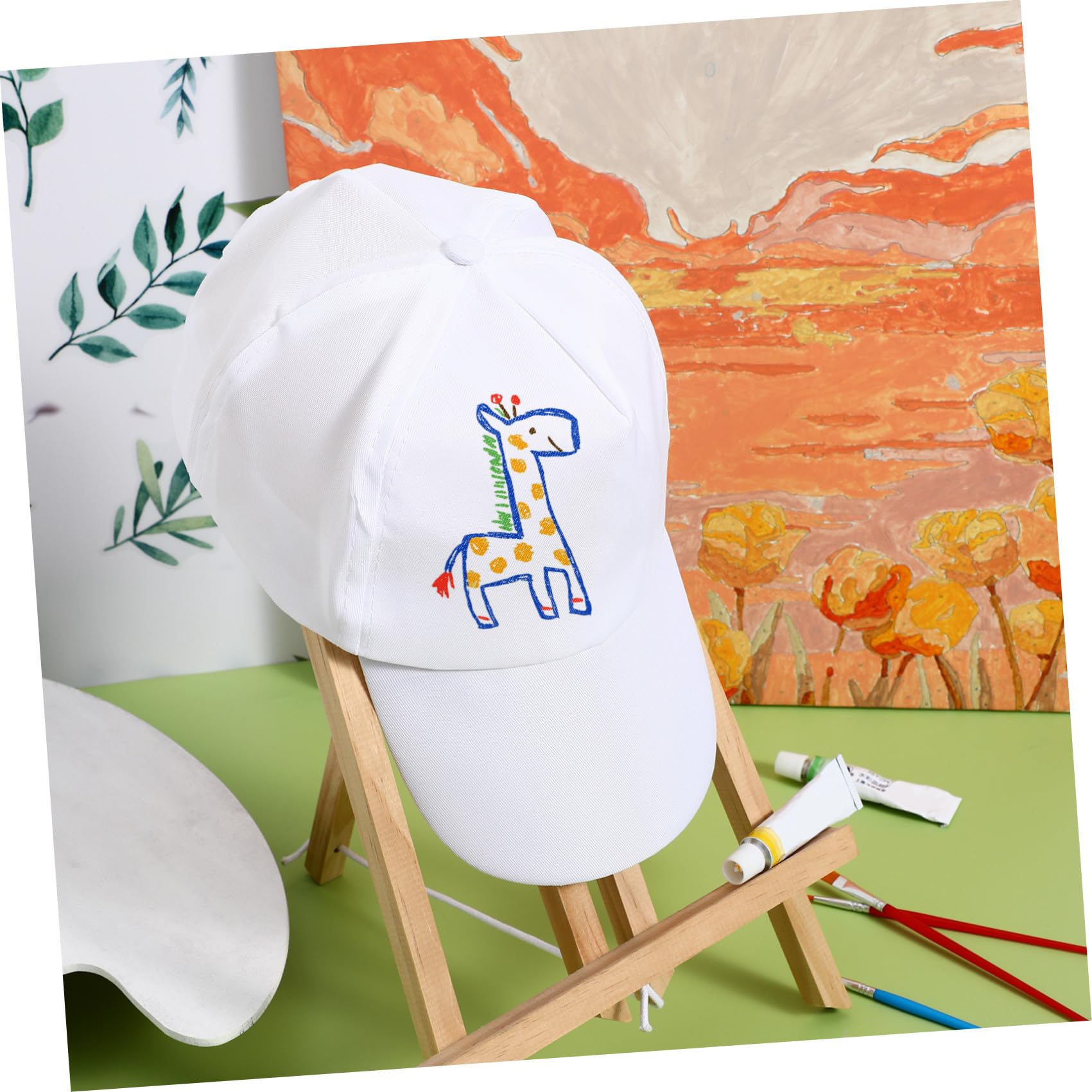 TOYANDONA Sombrero para Niños de Algodón Blanco, 10 Piezas, Visera Ligera y Resistente, Adecuado para Pintar y Actividades Creativas