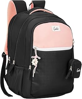 Genie School Backpack For Girls |19 Inch-40 Litres With Laptop Sleeve, Rain cover, Three Compartments, |Best for Books, Wa...