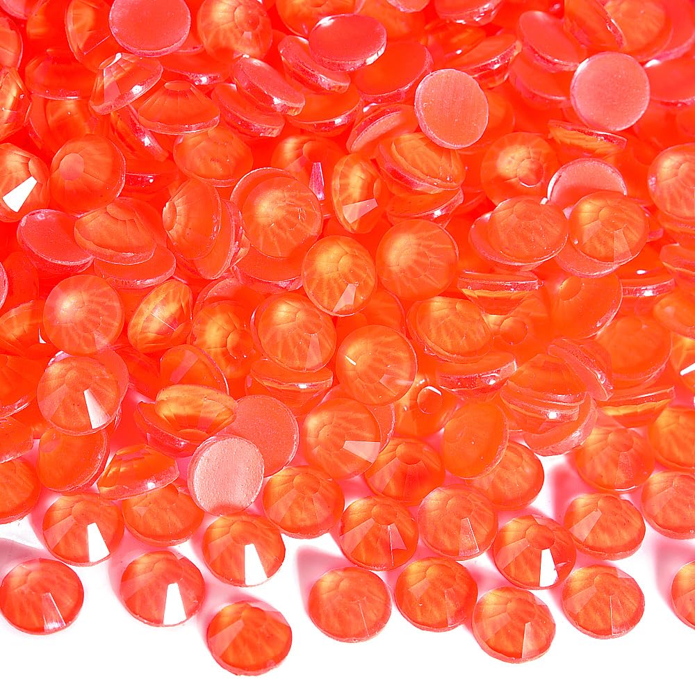 blinginbox flatback rhinestones round gems, 1440pcs luminous series glass stones neon gems non hotfix crystal rhinestonesfor nail charms crafts clothes tumblers,new orange red neon,ss10.