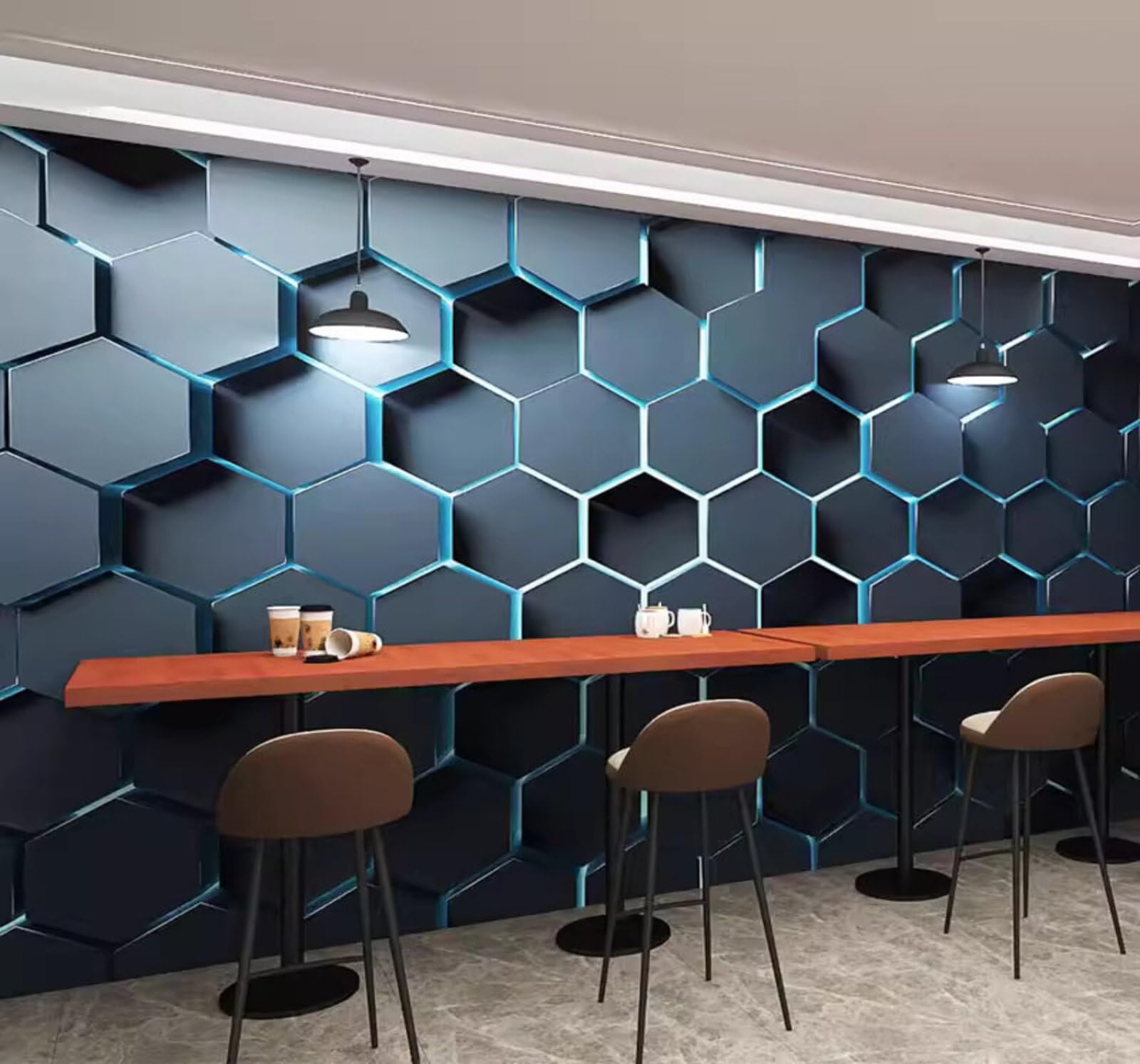 Creative Three Dimensional Geometric Hexagonal High Tech 3D Wallpaper Easy Install Feature Office Living Room Sofa Bedroom TV Background Wall Decoration-200cm×140cm
