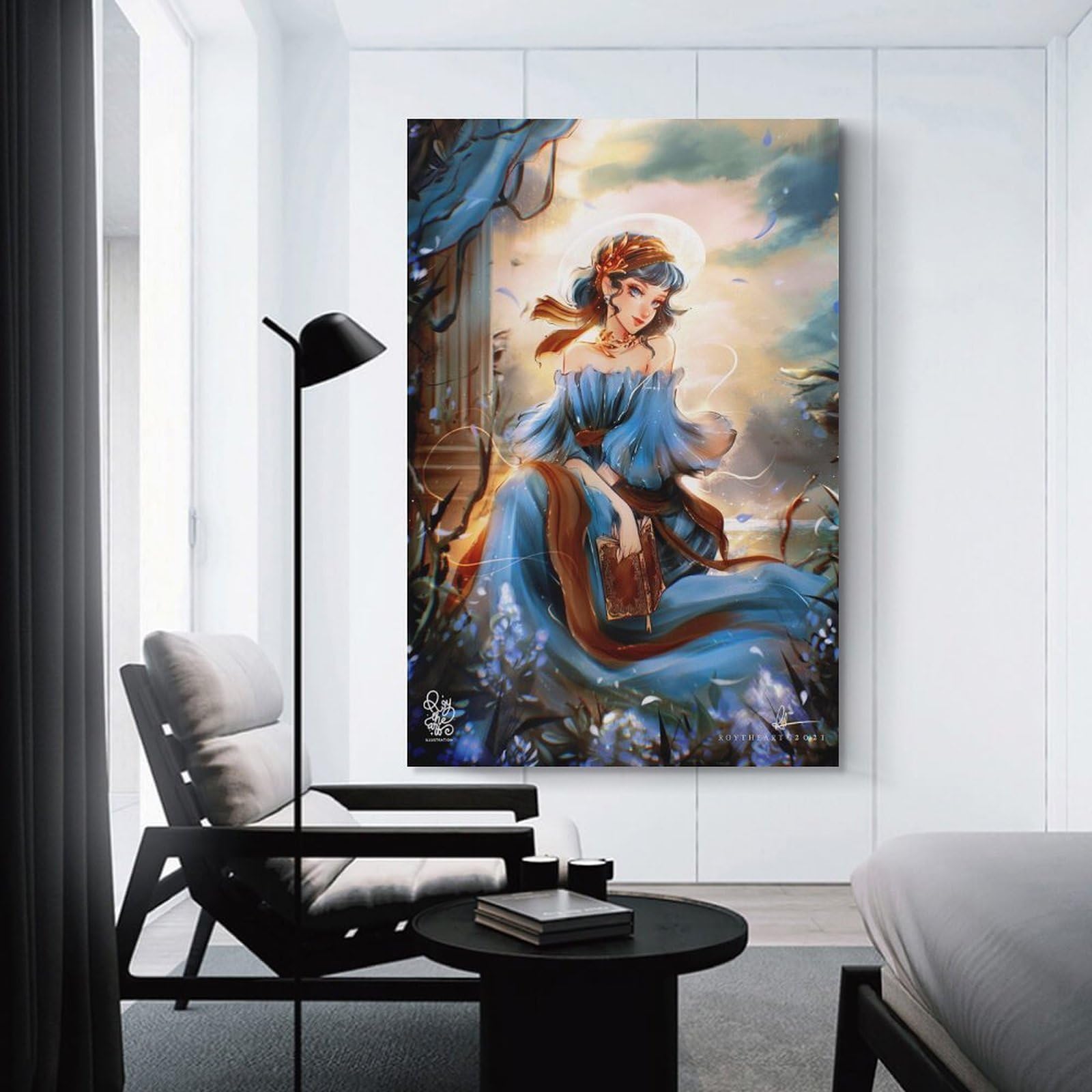 Junmoney Aqua Guardian Princess Wall Decor Canvas Print, 24x36inch(60x90cm), for Living Room, Lounge Or Sitting Room, Easy Decor for Gallery Walls