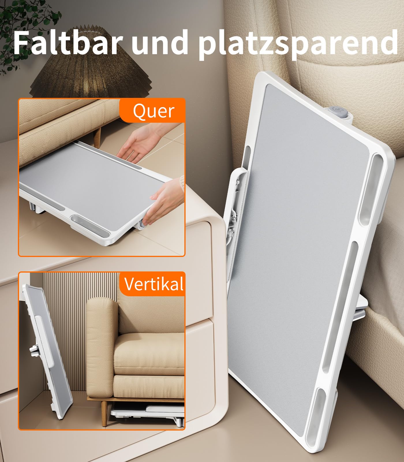 Table de lit pour ordinateur portable - Pliable - Hauteur réglable - Compatible avec les ordinateurs portables de 17" - Pour canapé, tablette, petit-déjeuner, lit