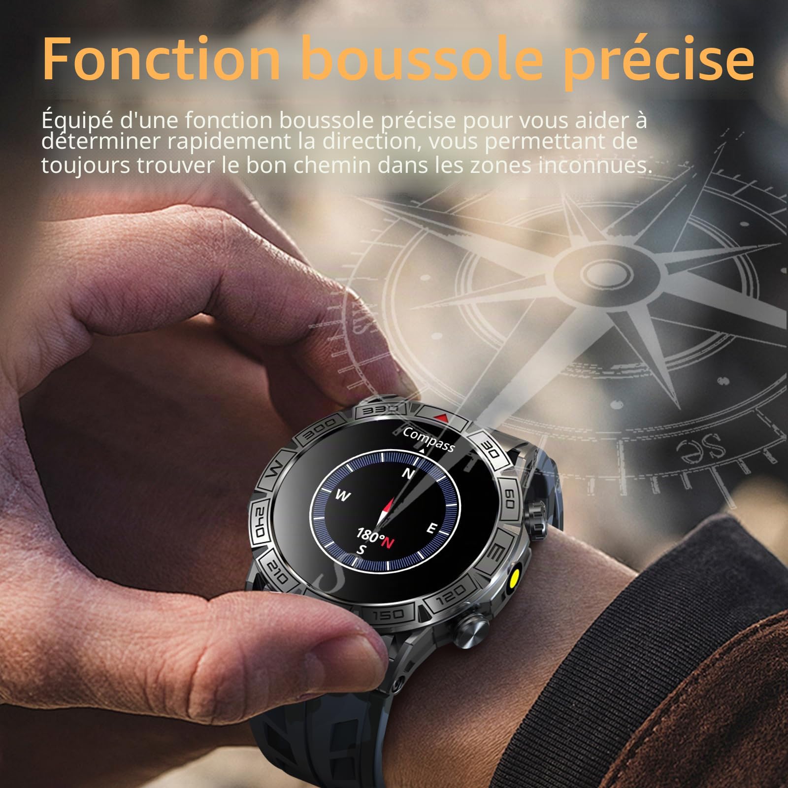 Smartwatch pour Homme Femme, 1,43" HD Smartwatch avec appels Whatsapp, 1ATM étanche, 107+ Modes Sportifs, Surveillance du Sommeil, Cardiaque pour Android iOS