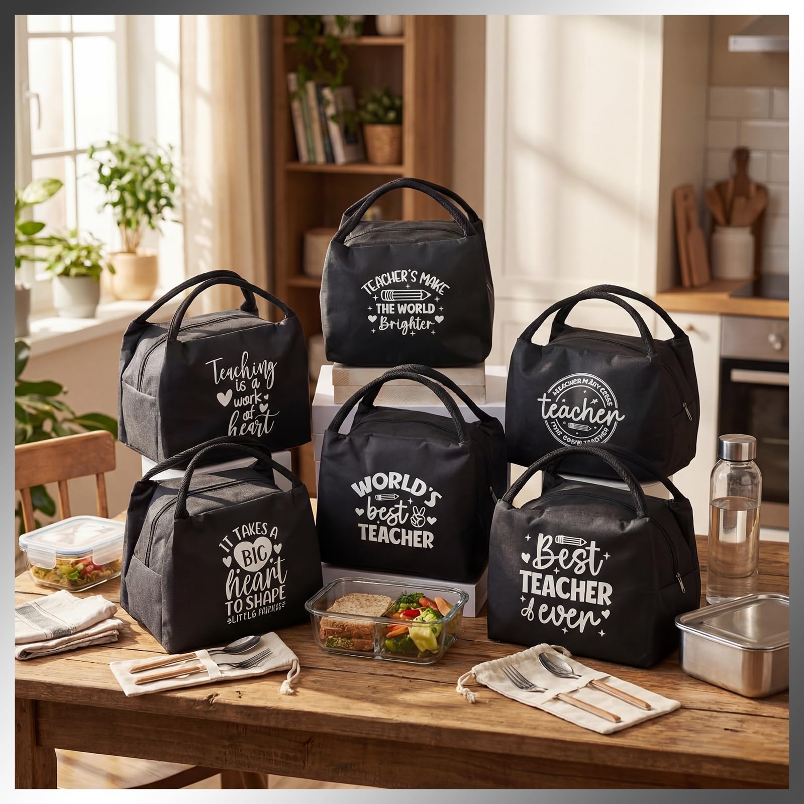 Isolierte Lunchtasche, wiederverwendbar, auslaufsicher, mit Aluminiumfolie innen, wasserdicht, Geschenk für Männer und Frauen (einfach)