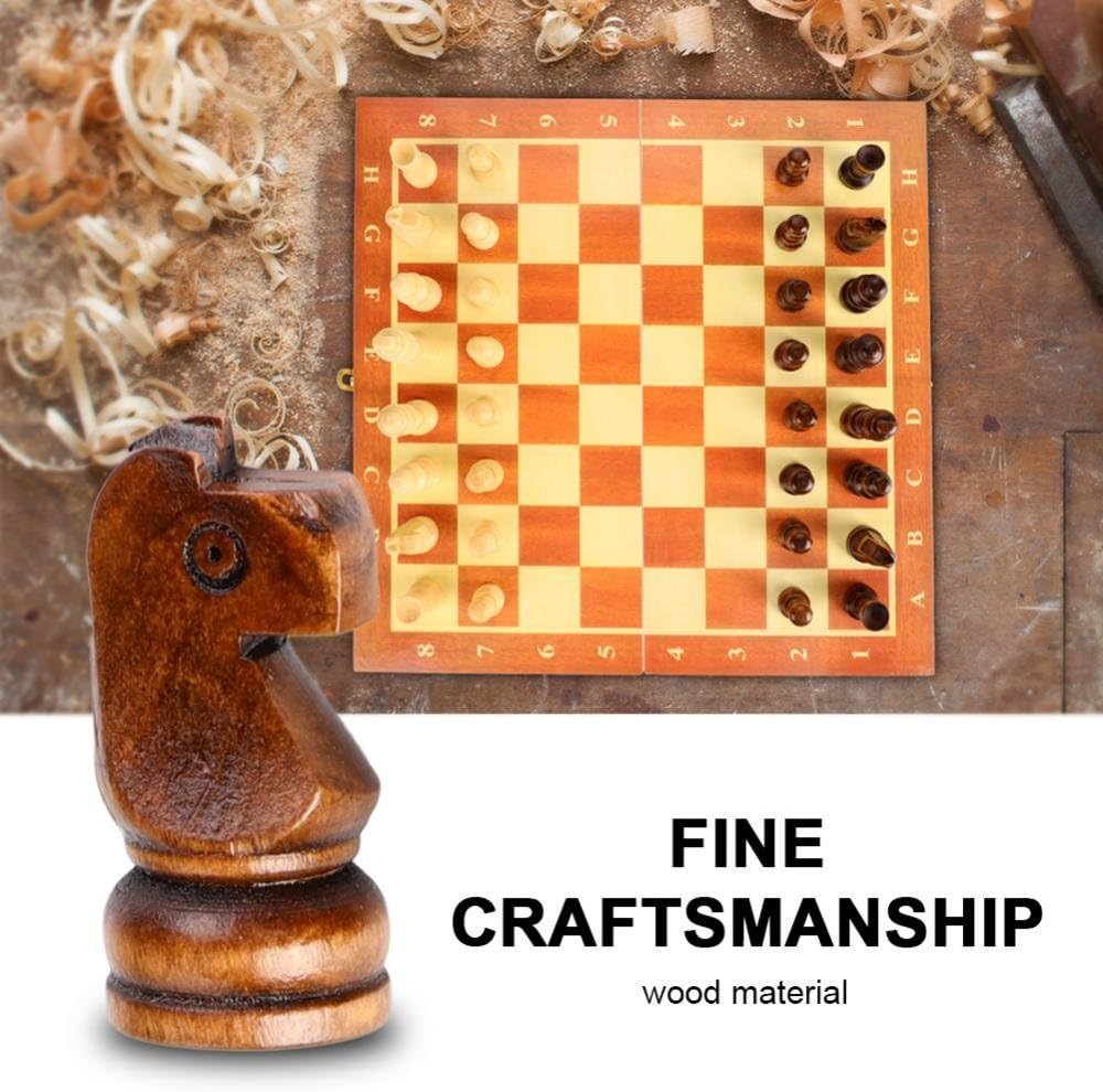 Wooden Chess Set - Folding Board, 12 Inches Handmade Portable Travel Chess Board Game Sets with Game Storage - Beginner Chess Set for Kids and Adults
