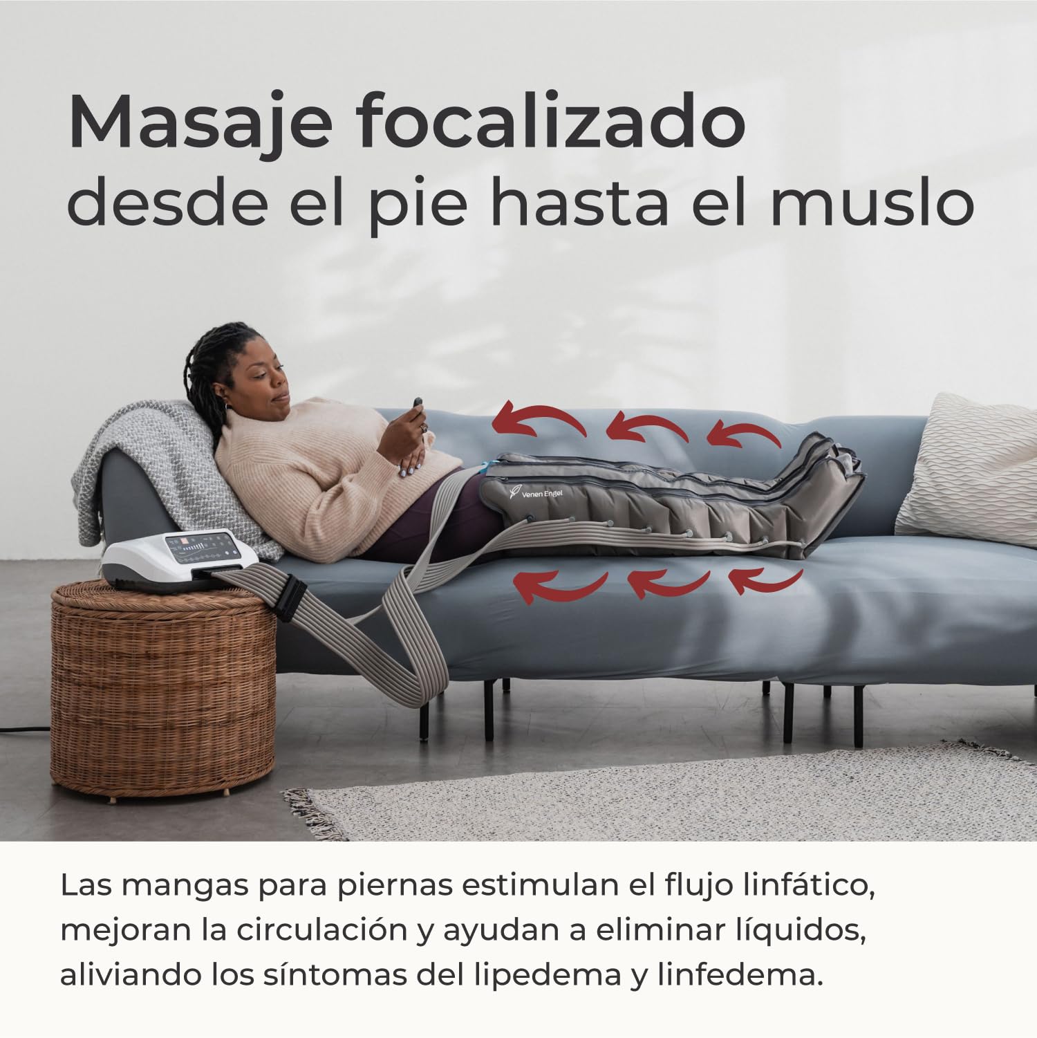 Venen Engel ® 8 Premium Masajeador por presoterapia para casa de piernas con botas con 8 cámaras de aire - masajeador por presoterapia con 6 programas