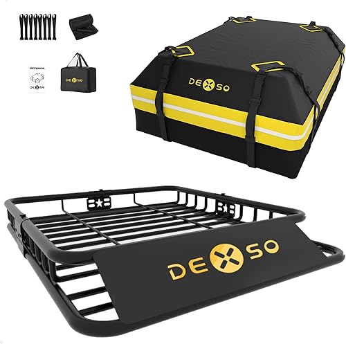 Canastilla universal para techo de 51" × 36", portaequipaje con capacidad de 200 libras e incluye una bolsa impermeable de 15 pies de 44" × 34" ×