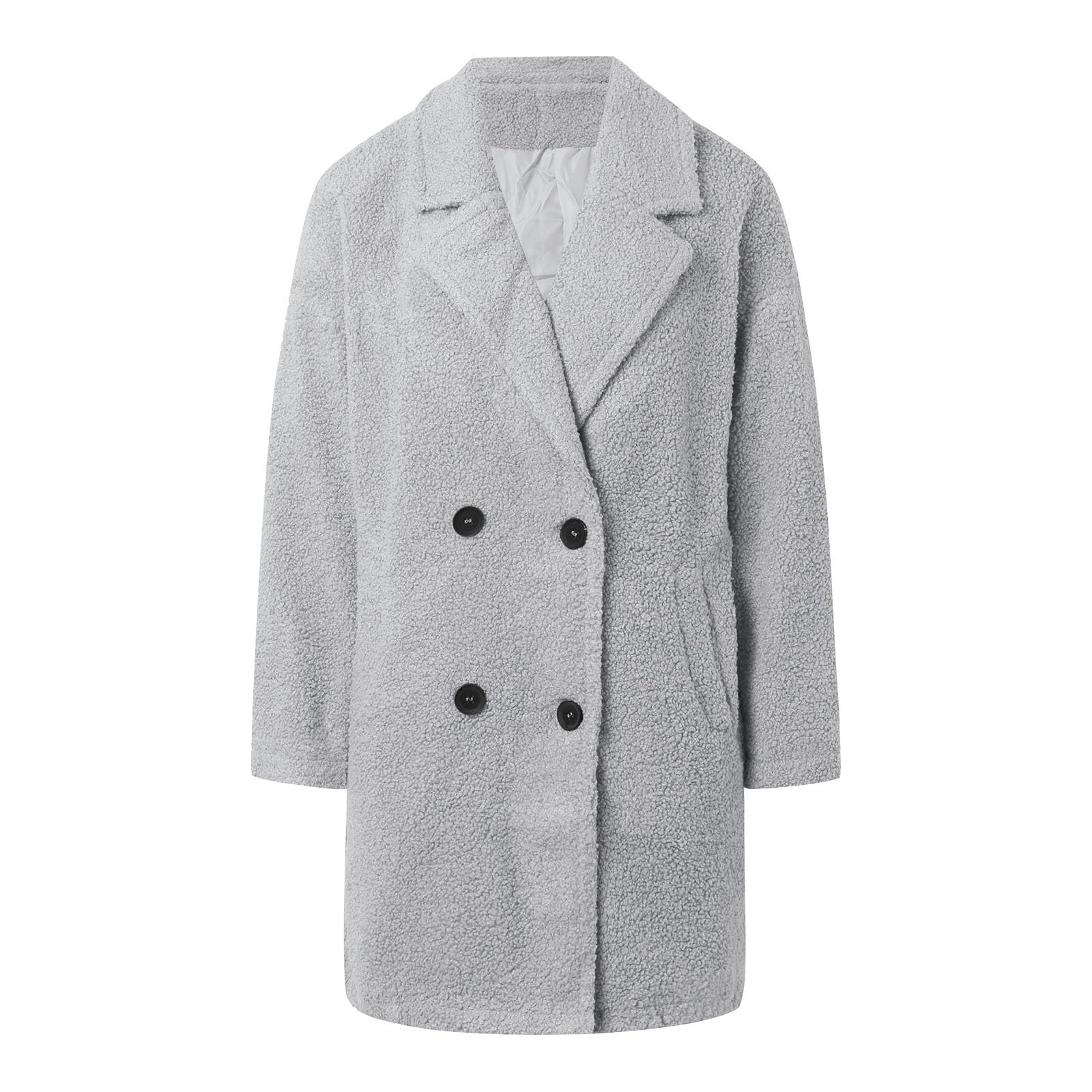 Abrigo de Invierno para Mujer 2024 Chaqueta de Lana Imitación Manga Larga con Solapa Moda Casual Polar Abrigado