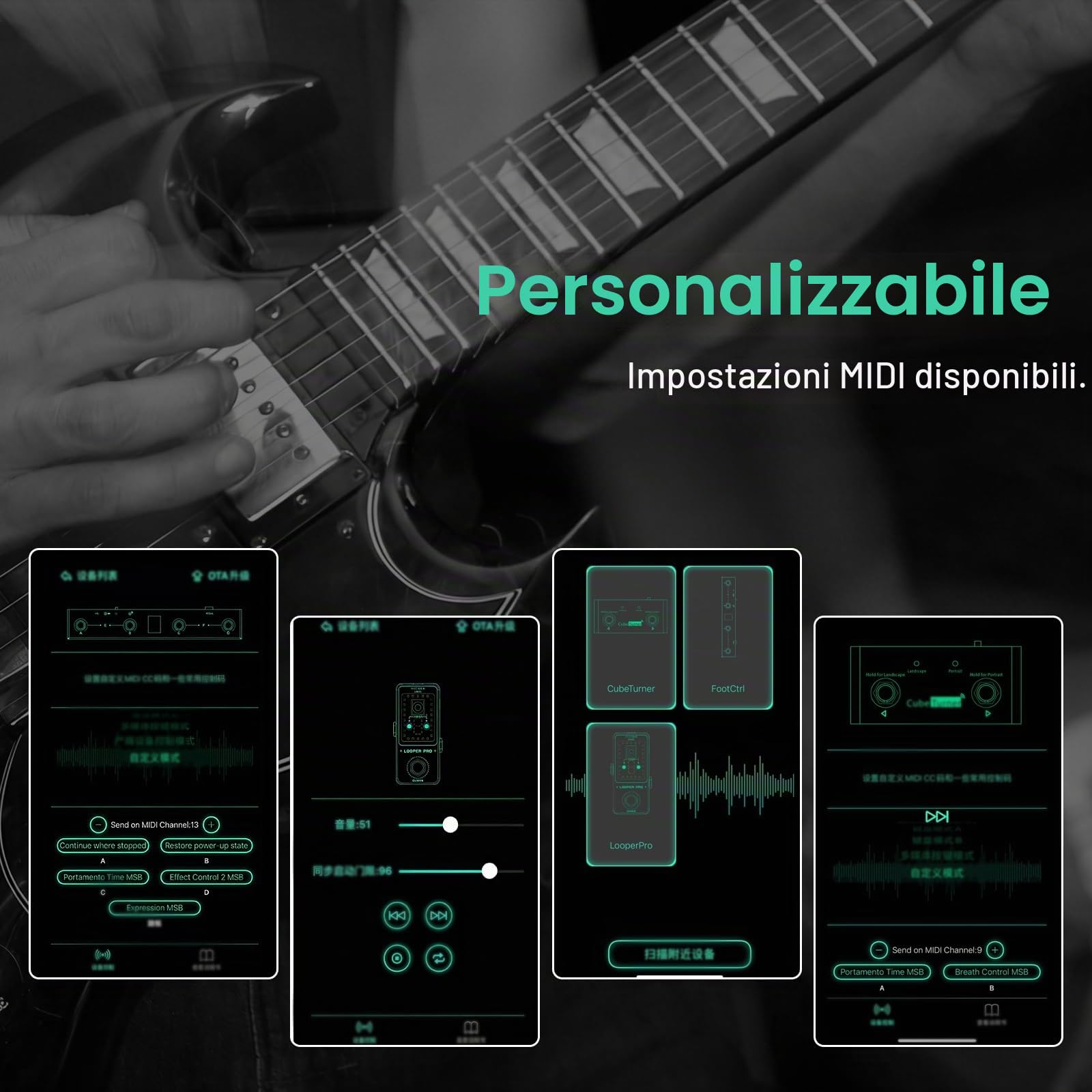 M-VAVE/Chocolate Plus MIDI/Footswitch Controller con 4 pulsanti programmabili Struttura in metallo Connettività USB Batteria ricaricabile 12 ore di riproduzione per musicisti artisti (nero)