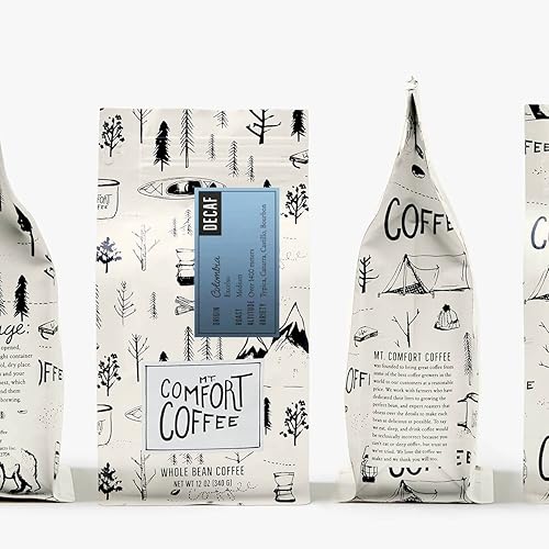 Miniatura 3 de Mt. Comfort Coffee Tostado medio descafeinado, bolsa de 12 onzas, procedente de pequeñas granjas de café colombianas, granos enteros tostados