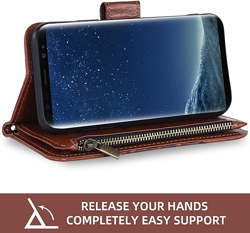 Miniatura 4 de Asuwish Funda de teléfono para Samsung Galaxy S8 con protector de pantalla de vidrio templado y soporte de tarjeta de crédito con tapa de flores de